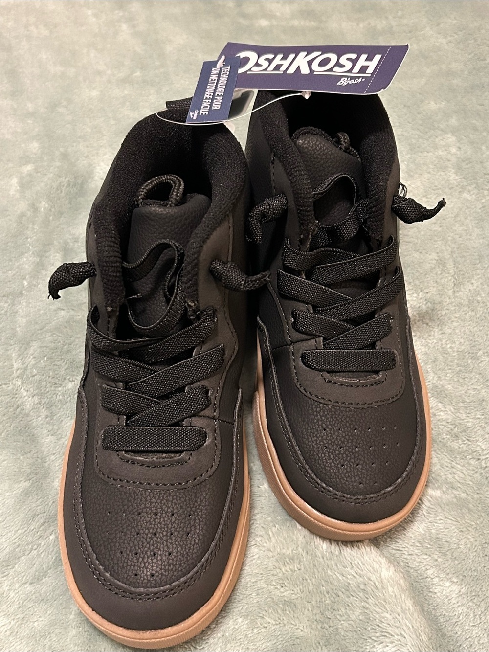 OshKosh B'gosh Black High-Top Sneakers Shoes Boots with Brown Gum Sole